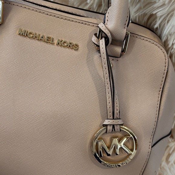 Michael Kors Pinky-Beige Leather Satchel with Gold Accents - Picture 2 of 9